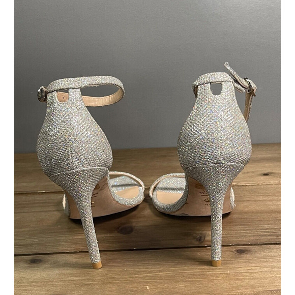 Stuart Weitzman Women's Nudistcurve Heeled Sandal Size 6.5 Crystal Silver 100 mm - Picture 8 of 16